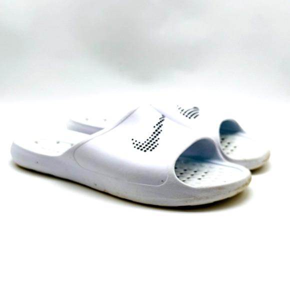 Nike Victori One Mens 13 White Black Swoosh One Shadow Slides Sandals Shoes - Picture 2 of 12